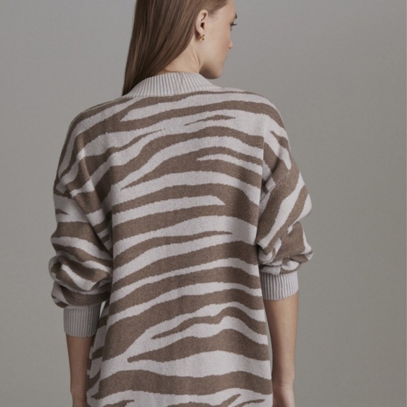 New‎ Varley Anthropologie zip up zebra striped cardigan sweater - Picture 5 of 16
